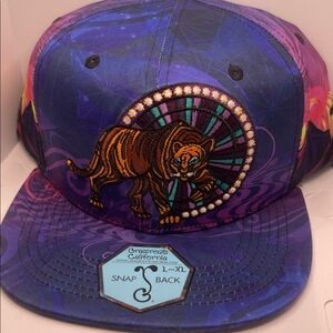 Rare grassroots california hat purple tiger Simon Haiduk L/XL